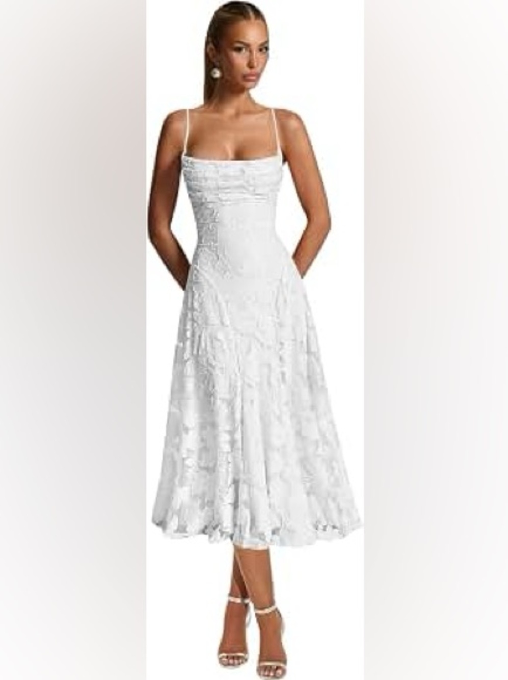 Elegant White Lace A-Line Women's Dress
